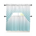 thumbnail image 1 of Aqua Ombre Stripe Swag Kitchen Curtains Sets for Windows 24 Inch Length, Modern Abstract Art Gradient Striped Short Window Curtain Panels Swags Valances and Tiers 3 Piece Set for Cafe/Dining Room, 1 of 5