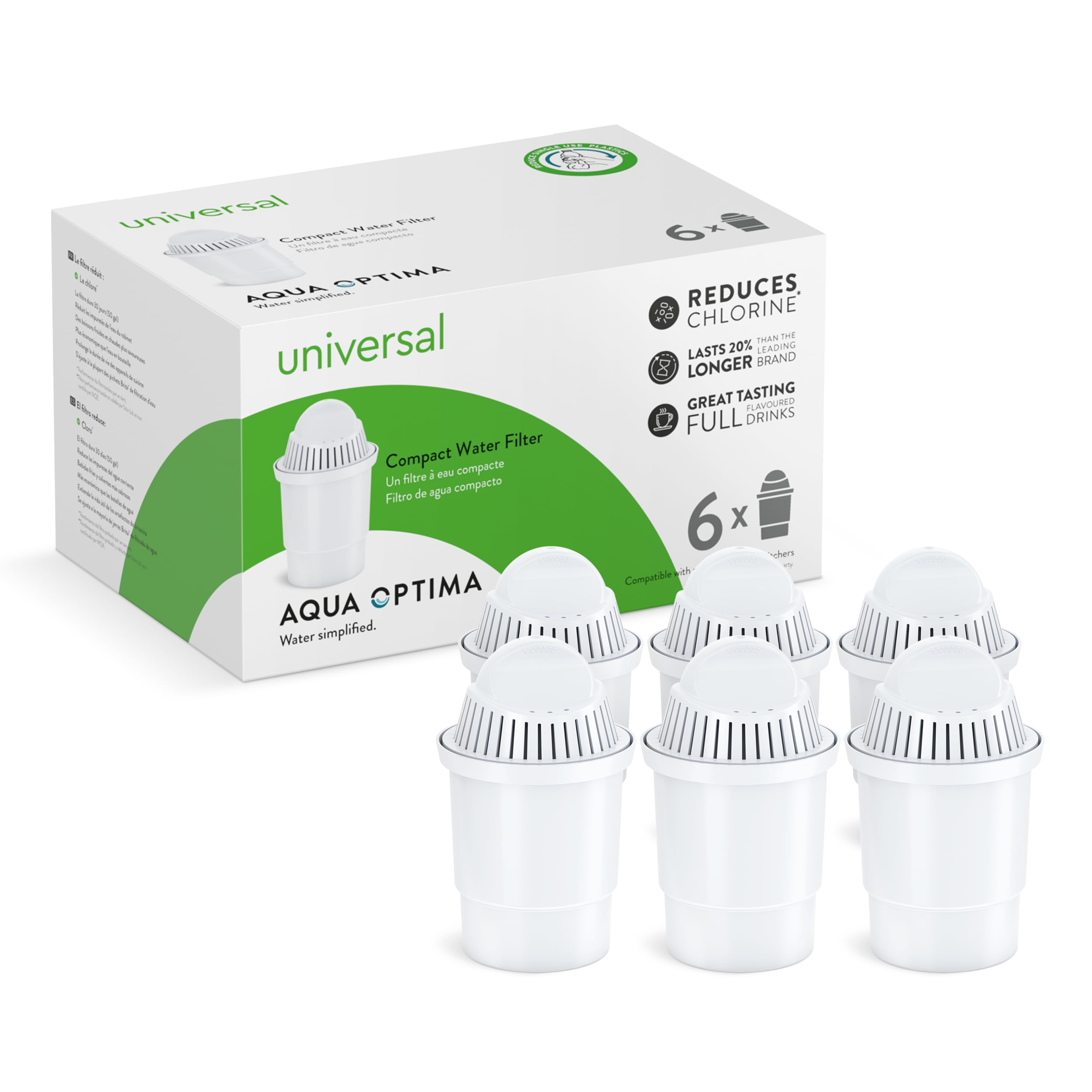 Aqua Optima Compact White Water Filter Pack of 6