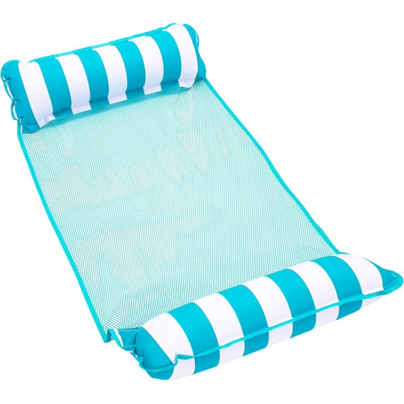 Aqua Original 4-in-1 Monterey Hammock Pool Float & Water Hammock – Multi-Purpose, Inflatable Pool Floats for Adults – Patented Thick, Non-Stick PVC Material – Light Blue