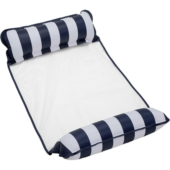 Aqua Original 4-in-1 Monterey Hammock Pool Float & Water Hammock – Multi-Purpose, Inflatable Pool Floats for Adults – Patented Thick, Non-Stick PVC Material – Navy