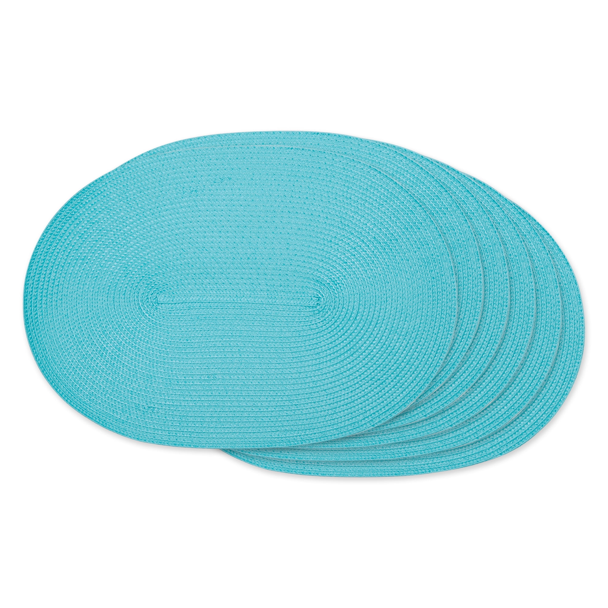 Aqua Oval Woven Polypropylene Placemats, Set of 6