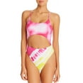 thumbnail image 1 of Aqua POP PINK Tequila Sunrise Tie-Dyed One Piece Swimsuit, US Medium, 1 of 2