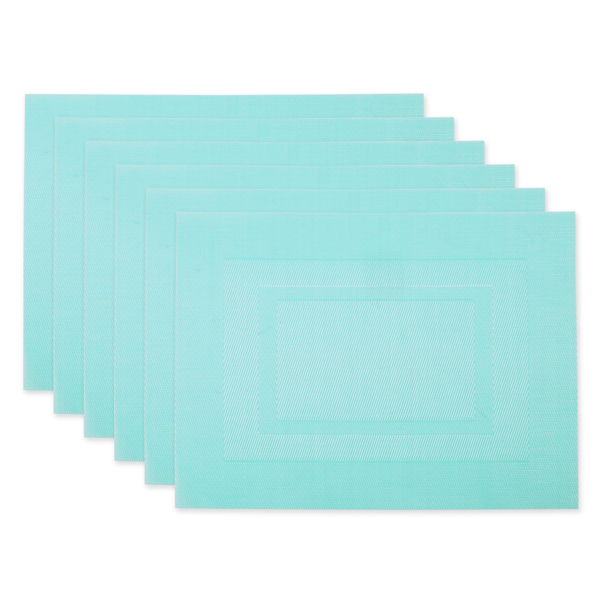 Aqua Vinyl Doubleframe Placemat Set, 13" x 17.25", 6 Piece