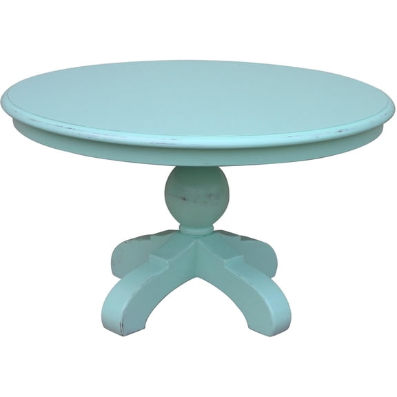 Aqua Painted Mahogany Coffee Table with Hand Carved Base