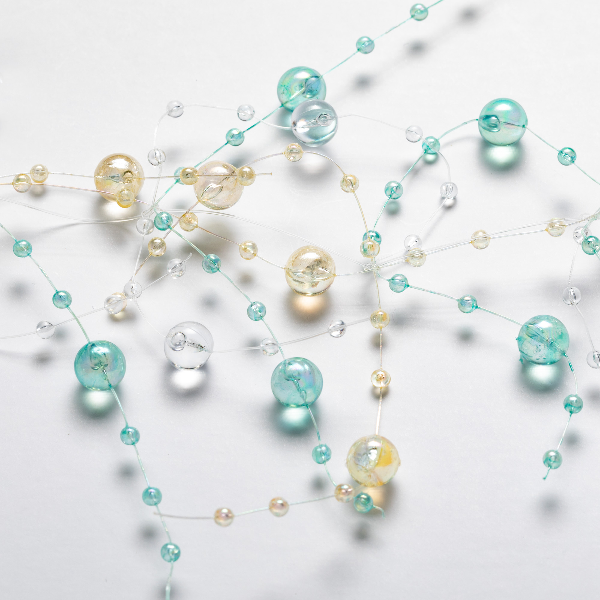 Aqua Pearlized Beaded Garland Multicolor 3"H