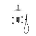 thumbnail image 1 of Aqua Piazza Black Shower Set w/ 8" Ceiling Mount Square Rain Shower, Handheld and 4 Body Jets, 1 of 6