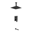 thumbnail image 1 of Aqua Piazza Matte Black Shower Set with 12" Ceiling Mount Square Rain Shower and Tub Filler, 1 of 1