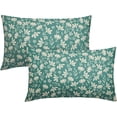 thumbnail image 1 of Aqua Pillow Covers 12x20 Set of 2 Vintage Floral Rustic Old Style Cute Flower Print Rectangle Decorative Outdoor Pillowcases Seasonal Farmhouse Throw Cushion Case Couch Sofa Bed Decor, 1 of 6
