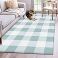 thumbnail image 1 of Aqua Plaid Area Rug 4x6 FT, Non Slip Kids Room Carpet, Spring Summer Farmhouse Buffalo Checkered Washable Soft Floor Carpet Non-Shedding Throw Rug for Dorm Kitchen Study Room Home Office Bedside, 1 of 9
