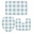 thumbnail image 1 of Aqua Plaid Bath Mat 3 Piece Bathroom Rug Set, Spring Summer Farmhouse Buffalo Checkered Non Slip Bath Rug Contour Mat and Toilet Lid Cover, Absorbent Shower Mats Soft Bath Rugs and Mats Sets, 1 of 8