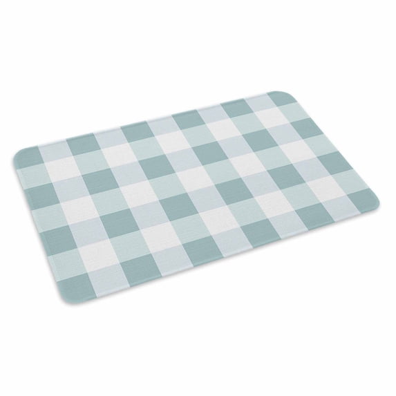 Aqua Plaid Doormat Outdoor Entrance 24"x36", Spring Summer Farmhouse Buffalo Checkered Absorb Moisture Dirt Door Mats, Non-Slip Rubber Backing Floor Mats Indoor, Low-Profile Front Door Rugs