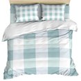 thumbnail image 1 of Aqua Plaid Duvet Cover Set, Spring Summer Farmhouse Buffalo Checkered Soft Duvet Cover Full Size Bedding Set 4 Pieces, 1 Quiltcover and 2 Pillowcases with Zipper, 1 Bed Sheet for All Seasons, 1 of 9