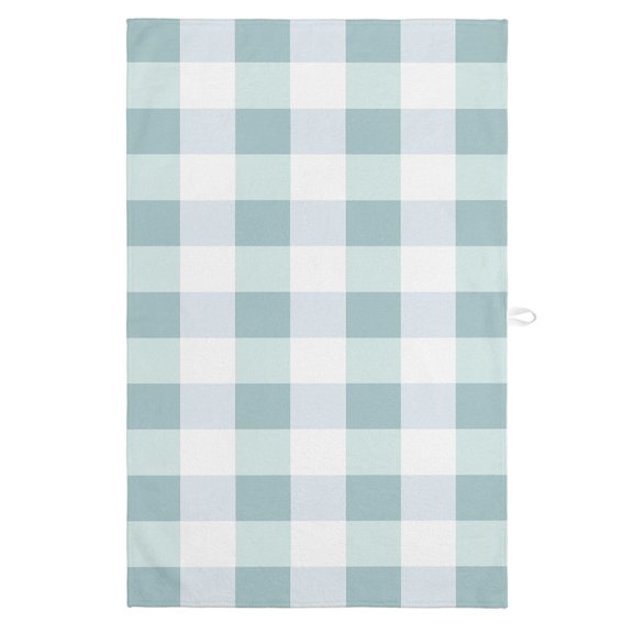 Aqua Plaid Kitchen Towels, Absorbent Microfiber Kitchen Dish Hand Tea Bath Towel, Spring Summer Farmhouse Buffalo Checkered Quick Dry Cleaning Cloth Dishclothes Decorative Sets, (1-PC, 18x28)