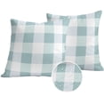 thumbnail image 1 of Aqua Plaid Outdoor Pillow Covers 24x24 Set of 2,Waterproof Patio Throw Pillowcase Protectors,Spring Summer Farmhouse Buffalo Checkered Decorative Pillow Shams Cushion Covers for Seat Bed Couch Sofa, 1 of 8