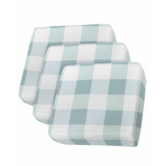 Aqua Plaid Sofa Couch Cushion Covers Washable, Removable Stretchable Sectional Couch Covers, Spring Summer Farmhouse Buffalo Checkered Slipcovers for L & T Shape Sofa Furniture Protector S Size 3 pcs
