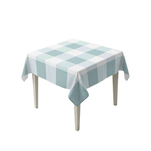 Aqua Plaid Table Cloth, Spring Summer Farmhouse Buffalo Checkered Waterproof Tablecloth for Square Tables, Reusable Washable Fabric Table Cover for Restaurant Kitchen Dining Tables 54"x54"
