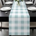 thumbnail image 1 of Aqua Plaid Table Runner 70 Inches Long, Spring Summer Farmhouse Buffalo Checkered Kitchen Coffee Dining Table Decoration for Home Party Birthday Wedding Home Decor 13x70 Inches, 1 of 8