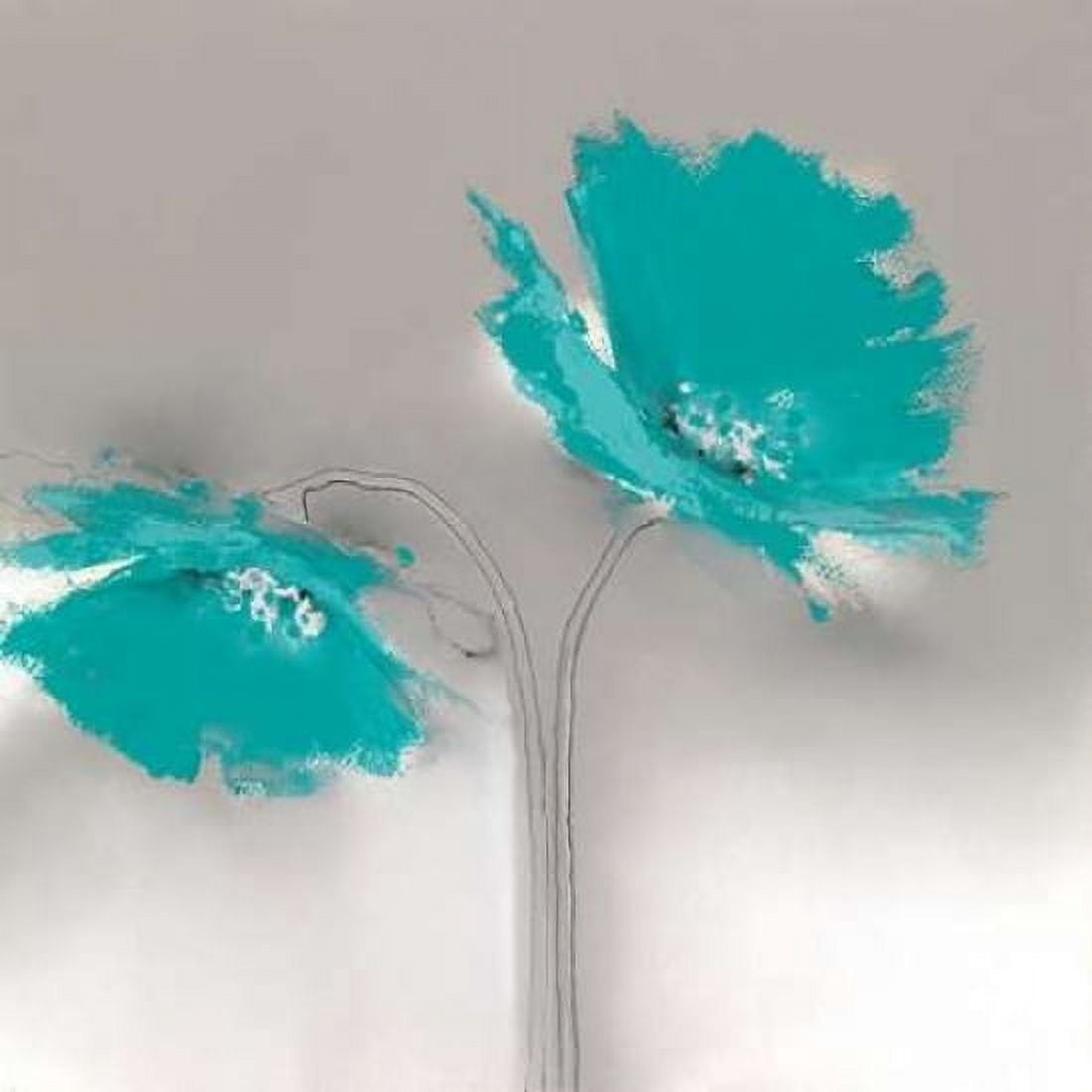 Aqua Platinum Petals II Canvas Art - JP Prior (24 x 24)
