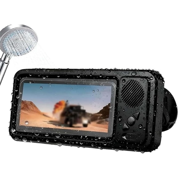 Aqua Play Phone Holder with Speaker, Aquaplay Waterproof Phone Holders - 100% Waterproof/Fog-Proof & Secure 360 ° Mount, Shower Phone Case No Need to Worry Shower Noise(White)