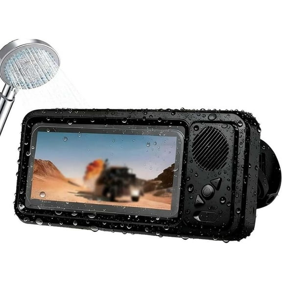Aqua Play Phone Holder with Speaker, Aquaplay Waterproof Phone Holders - 100% Waterproof/Fog-Proof & Secure 360° Mount, Shower Phone Case No Need to Worry Shower Noise(White)