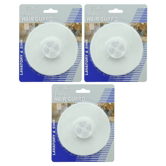 Aqua Plumb Hair Snare Drain Hair Catcher Stopper Fits Sink Tub Shower Plastic White, 3-Pack