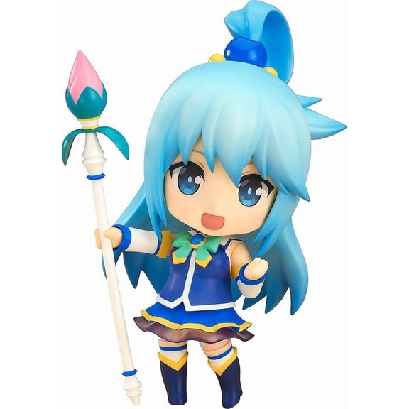 Aqua Posable Nendoroid Collectible Figure, KonoSuba Gods Blessing Anime Chibi Statue, Room Ornament for Anime Enthusiasts