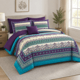 Border In App Aqua Purple-01 King 8-Piece Paisley Border Bed-in-a-Bag Bedding Set ...