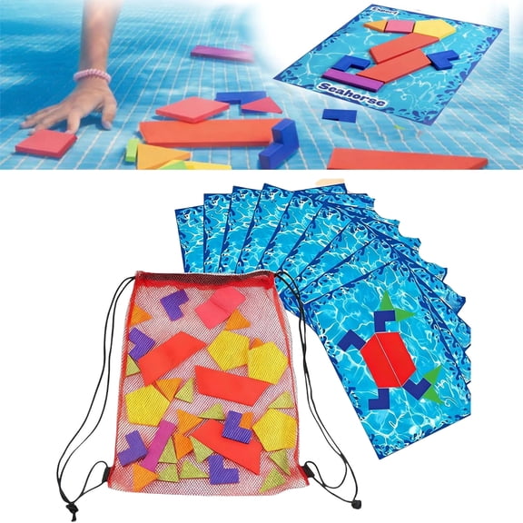 The Aqua Puzzle Dive Game – Pool Diving Toys for Kids with Multicolor Sinking Puzzle Pieces & 18 Challenge Cards, Underwater Pool Adventure Game for Swimming Practice, Summer Pool Toys