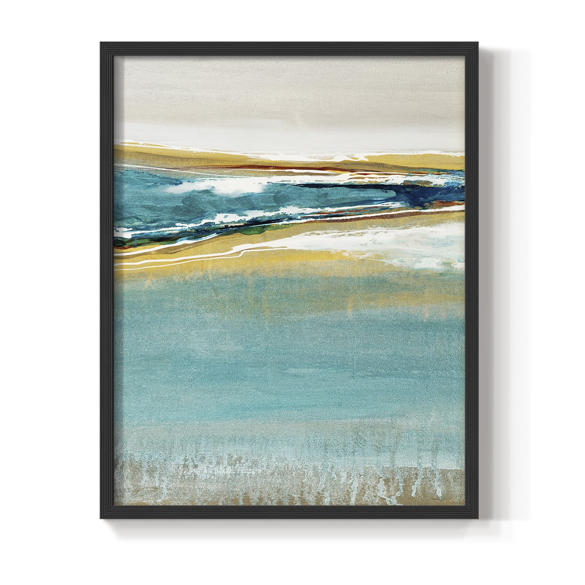 Aqua Quartz V1 Framed Print in Black Solid Wood Framed Print No Nail Hanging