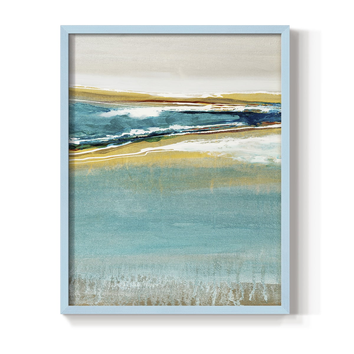 Aqua Quartz V1 Framed Print in Blue Solid Wood Framed Print No Nail Hanging