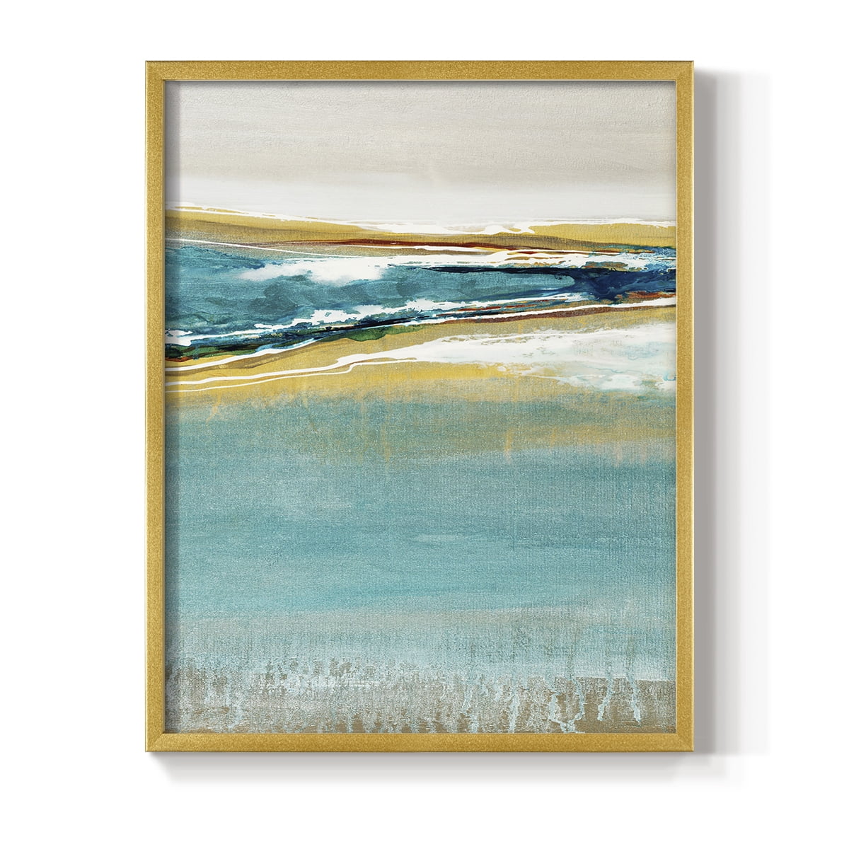Aqua Quartz V1 Framed Print in Gold Solid Wood Framed Print No Nail Hanging
