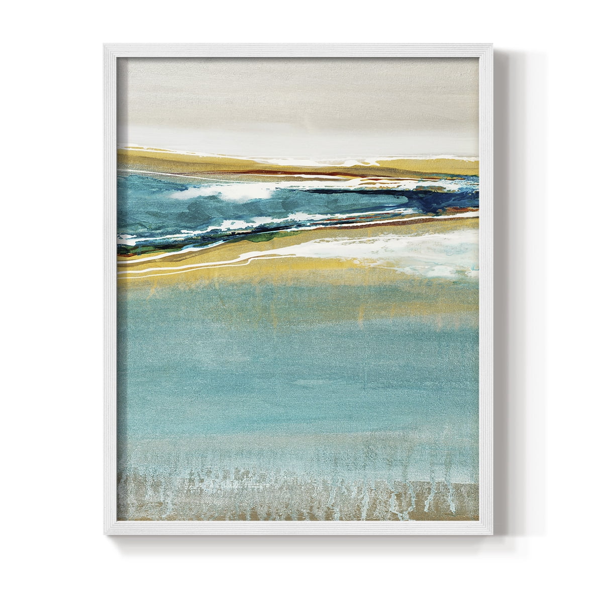 Aqua Quartz V1 Framed Print in White Solid Wood Framed Print No Nail Hanging