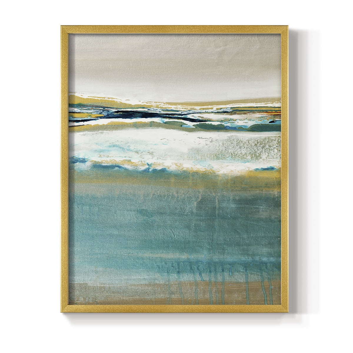 Aqua Quartz V2 Framed Print in Gold Solid Wood Framed Print No Nail Hanging