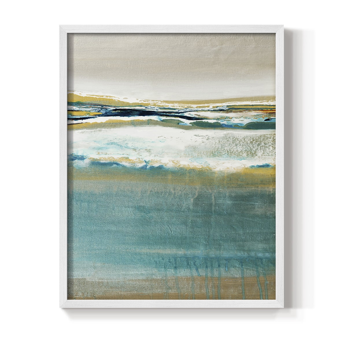 Aqua Quartz V2 Framed Print in White Solid Wood Framed Print No Nail Hanging