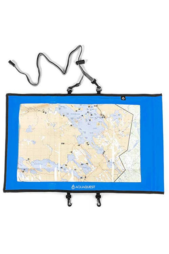 Trail Map Case - 100% Waterproof Document Dry Bag Holder with Clear Window & Lanyard - Black