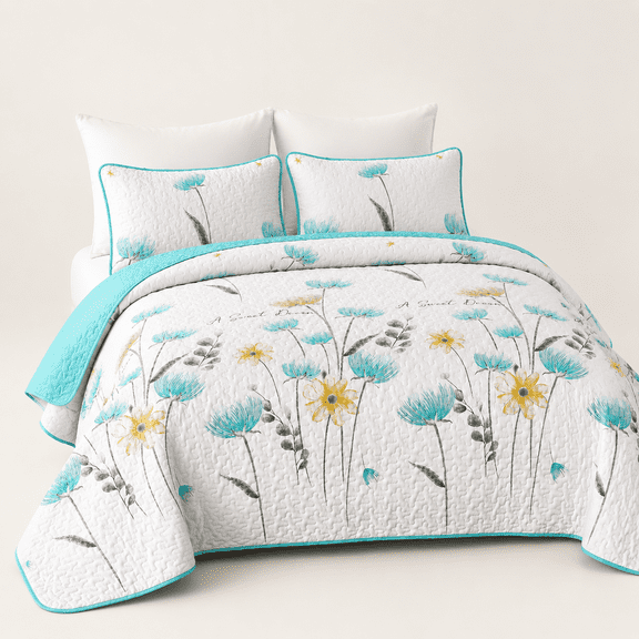 Aqua Quilt Set King 3 Pieces Boho Flbedspreads Fall Bedding