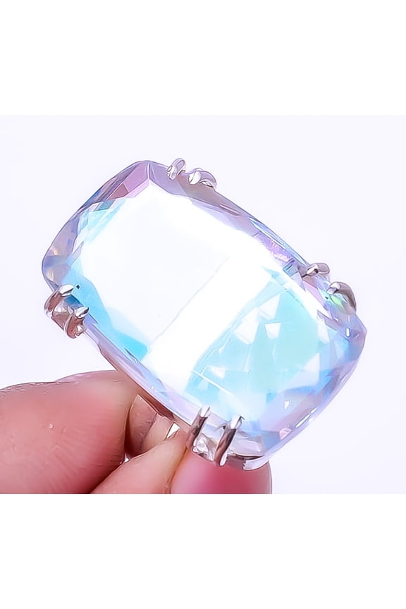 Aqua Rainbow Mystic Topaz 925 Sterling Silver Ring Adjustable (R545), Gemstone Jewelry, Birthday Gift, Christmas Gift