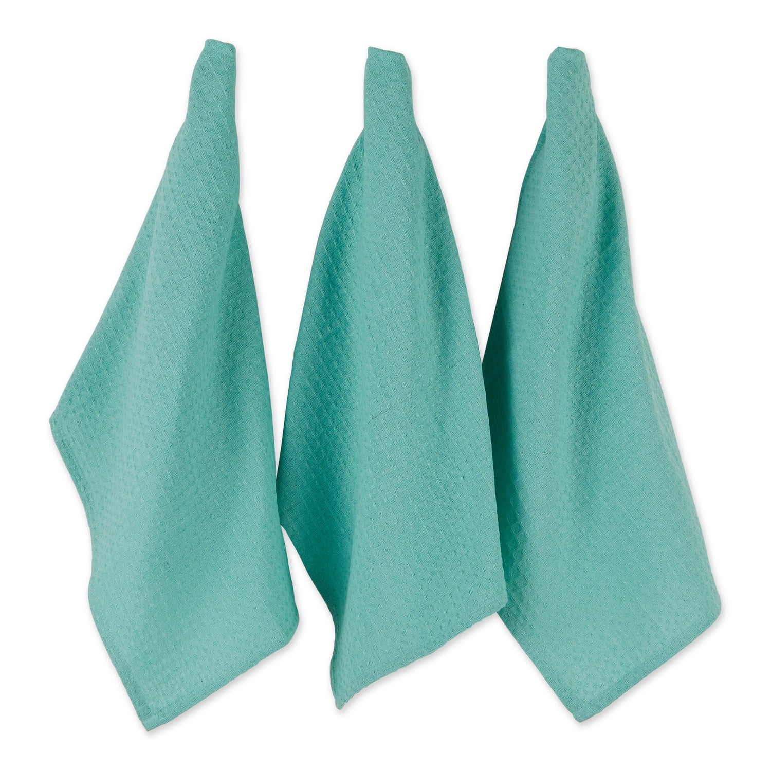 Aqua Cotton Waffle Weave Kitchen Dishtowel Set, 18x26, 6 Piece