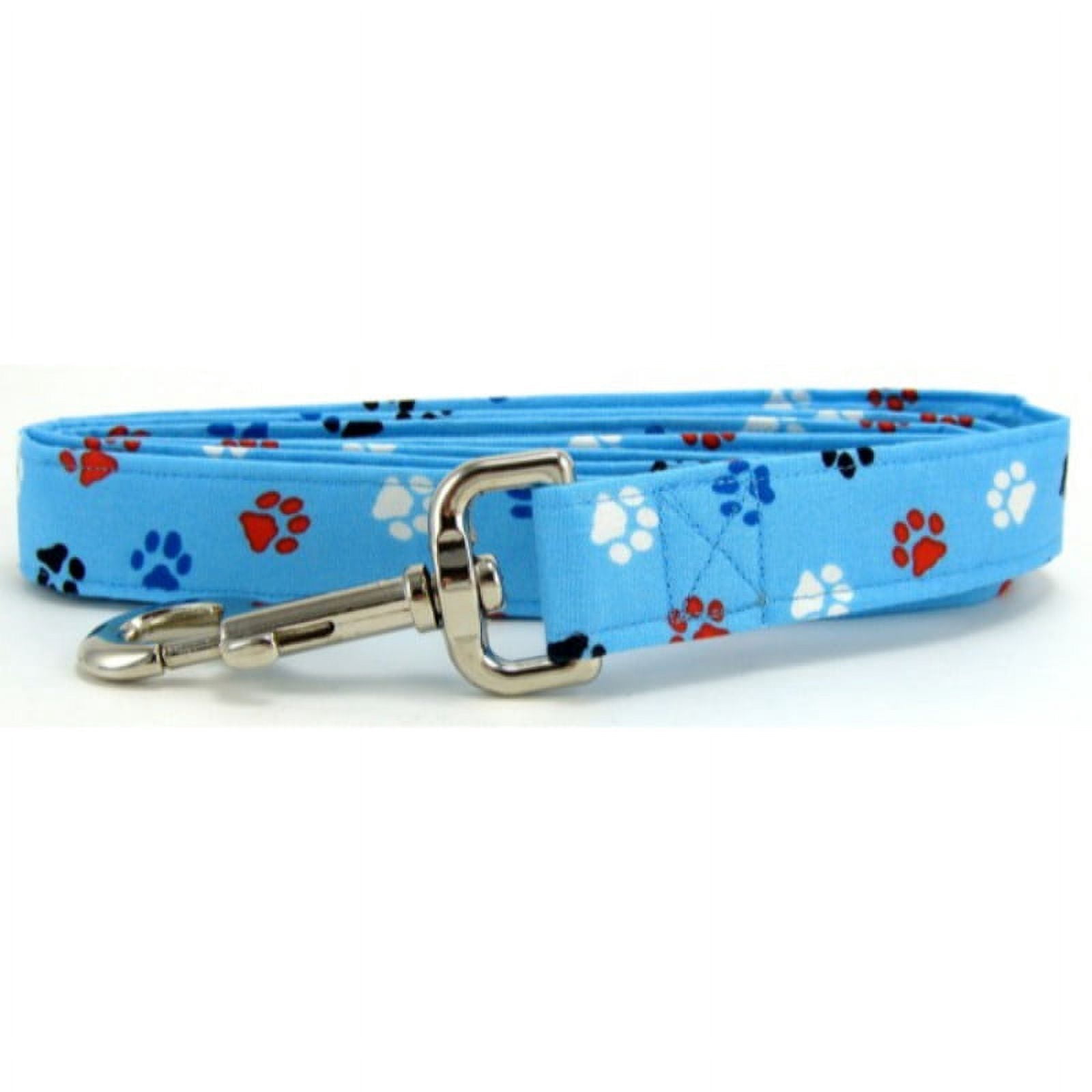 Aqua Red, White & Blue Paws Dog Leash - Size - Small