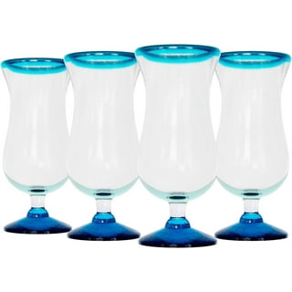 Fiesta Brands Mexican Blue Rimmed Drinking Glasses, Recycled Glass Hand  Blown Heavy Thick Glassware …See more Fiesta Brands Mexican Blue Rimmed