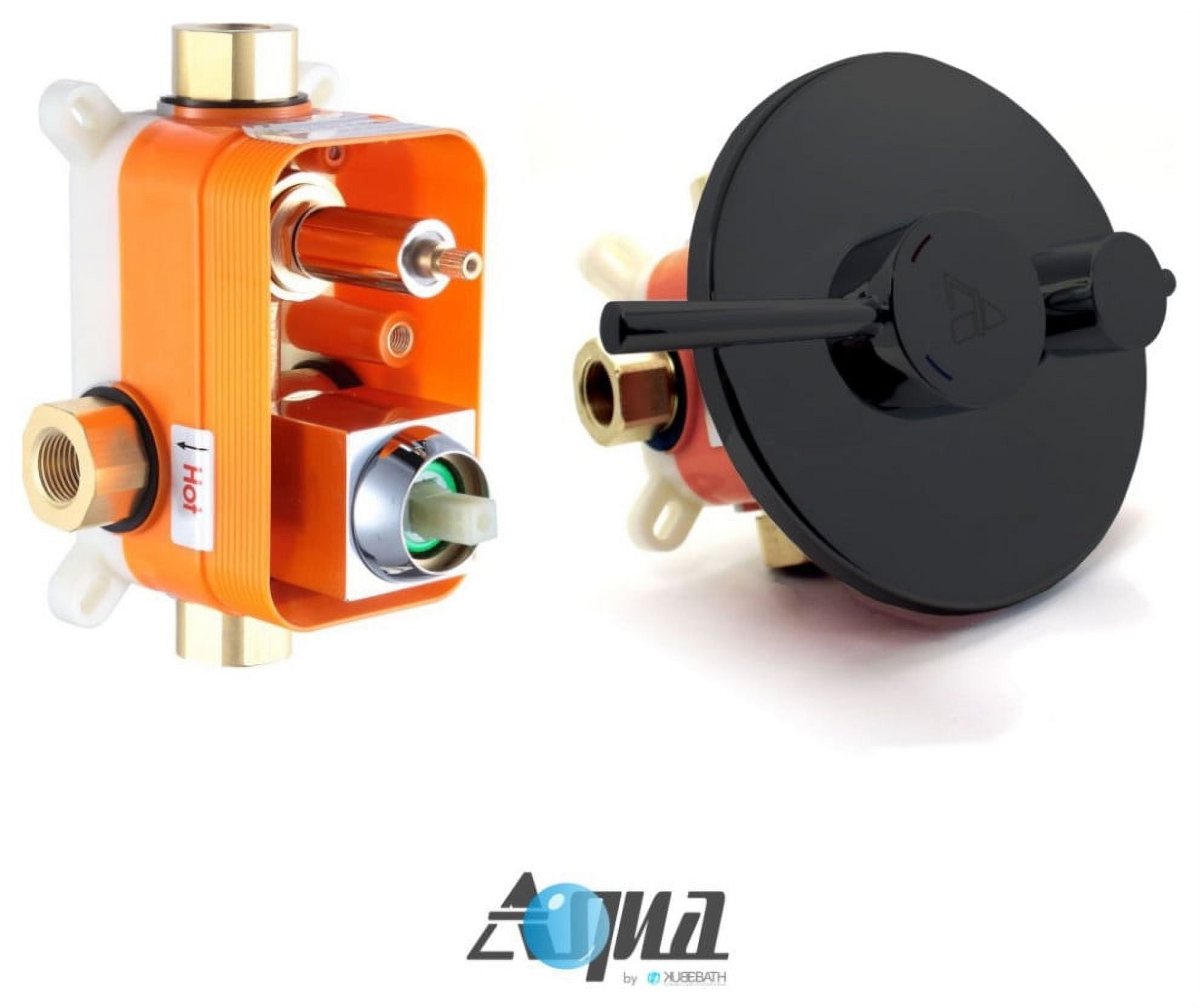 Aqua Rondo Matte Black 2Way RoughIn Shower Valve,Cover Plate,Handle