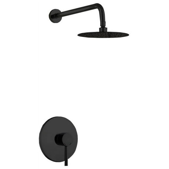 Aqua Rondo Matte Black Shower Set With 8" Rain Shower