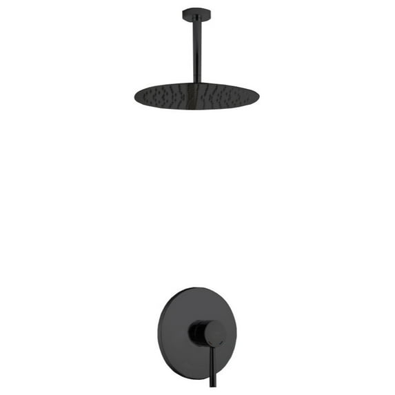 Aqua Rondo Matte Black Shower Set With Ceiling Mount 12" Rain Shower Head