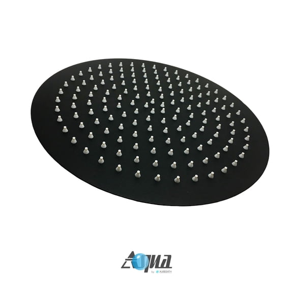 Aqua Rondo by KubeBath Matte Black 12" Super Slim Round Shower Head