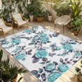 thumbnail image 1 of Aqua Rose Outdoor Rug 6x9 Ft - Reversible Patio Rug Outdoor Camping Rugs, Rustic Romantic Botanical Floral Vines Art Washable Indoor Outdoor Area Rugs, Non-Slip Outdoor Carpet Runner for Deck/Porch, 1 of 8