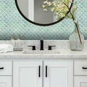 Aqua Scallop Peel and Stick Backsplash