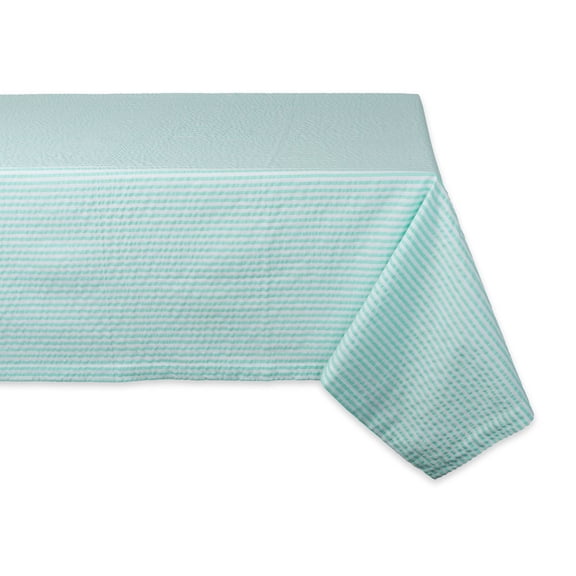 DII Aqua Seersucker Tablecloth 60x84