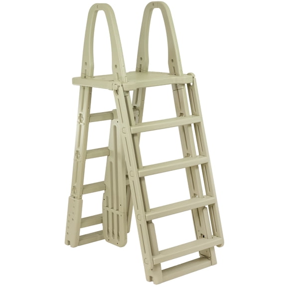 Aqua Select A-Frame Swing Up & Lock Ladder for Above Ground Pools, Taupe