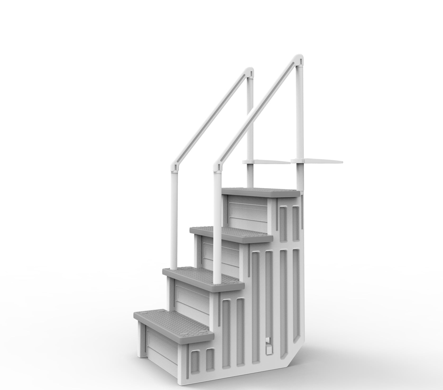 Aqua Select Above Ground White AntiSlip InPool Steps with Gray Steps