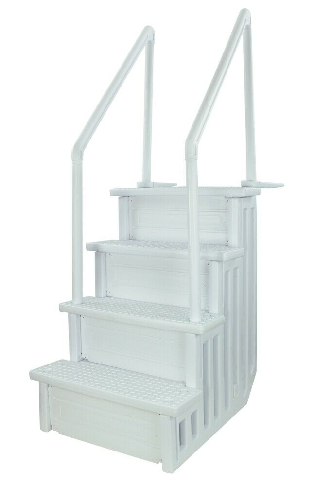 Aqua Select AntiSlip Pool Steps with White Steps and White Outside